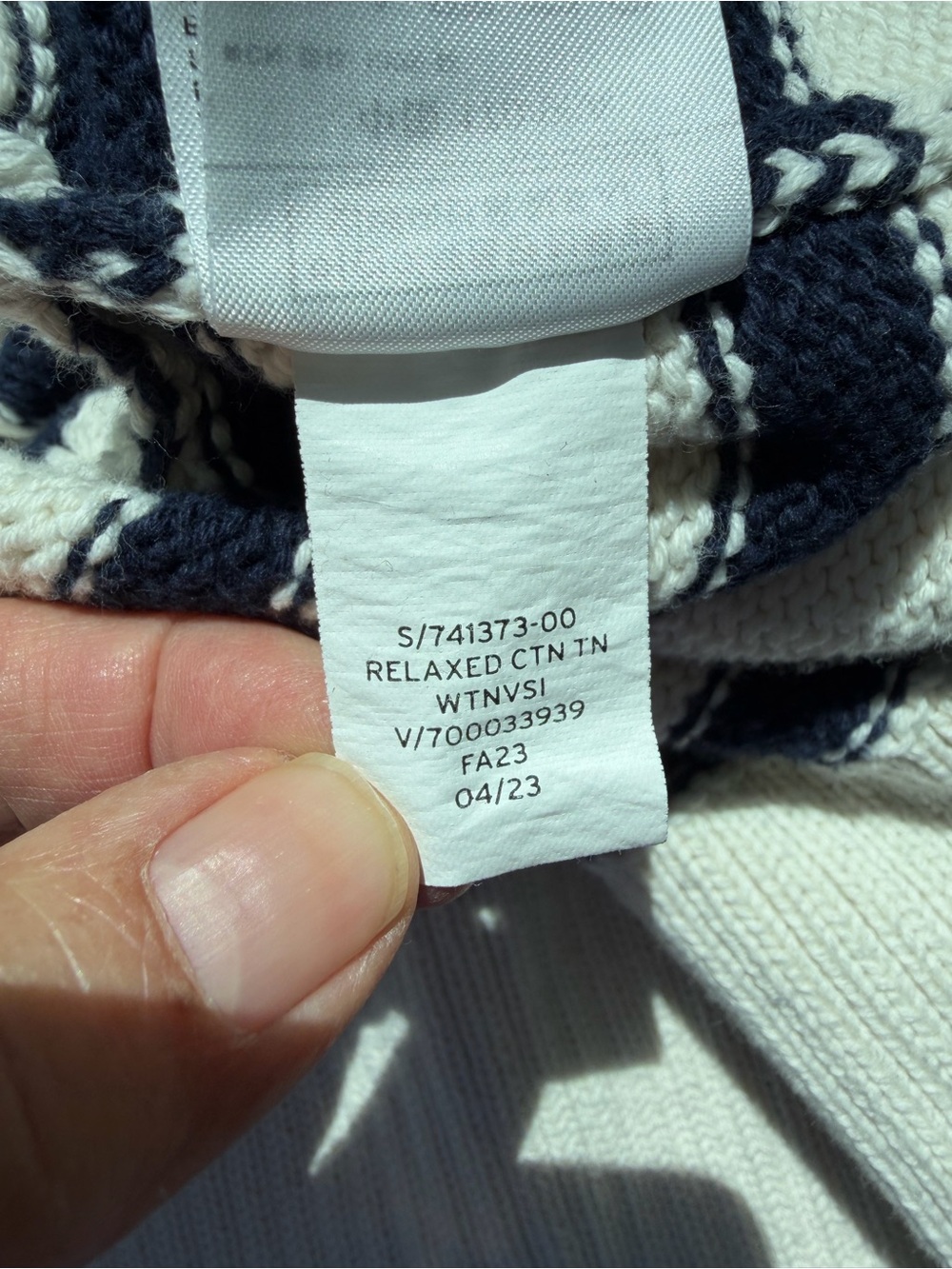 GAP Striped Cotton Turtleneck Sweater Split Hem Ivory Navy Size M - Picture 9 of 11